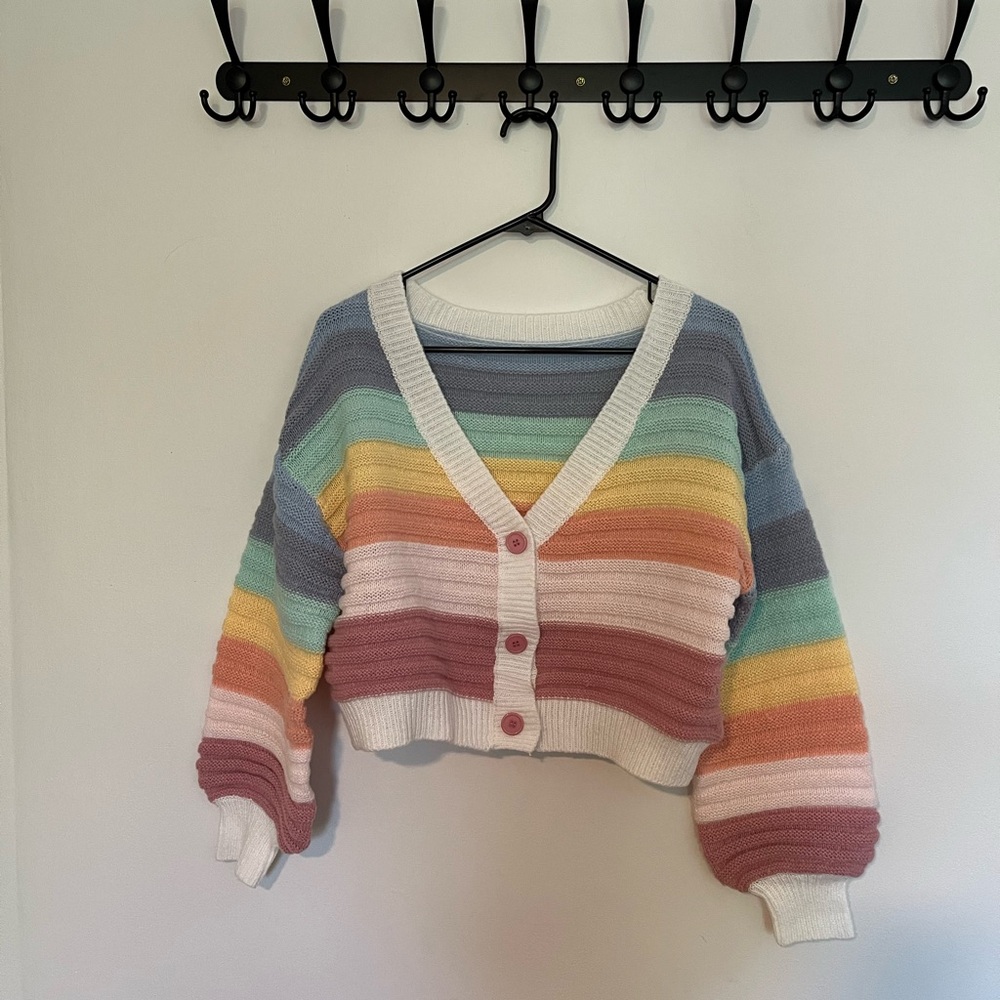 🌈 Drop Shoulder Cropped Knit Sweater